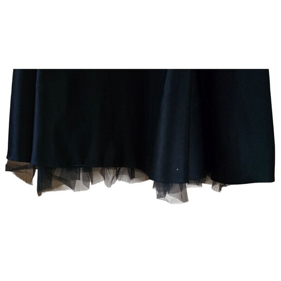 Black Lace & Satin A-Line Dress Tulle Hem whimsygoth homecoming formal attire - Picture 3 of 9